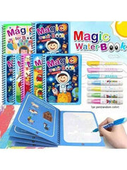 Magic Water Painting Book Reusable for Kids – Mess-Free Drawing & Coloring Book with Water Pen