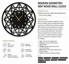 Elegant Wooden Wall Clock – Modern Design MDF Clock for Living Room