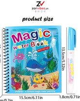 Magic Water Painting Book Reusable for Kids – Mess-Free Drawing & Coloring Book with Water Pen