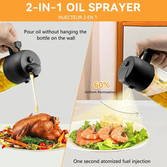 2-in-1 Glass Oil Dispenser Bottle – Dual Use Oil Pourer & Spray Bottle for Kitchen
