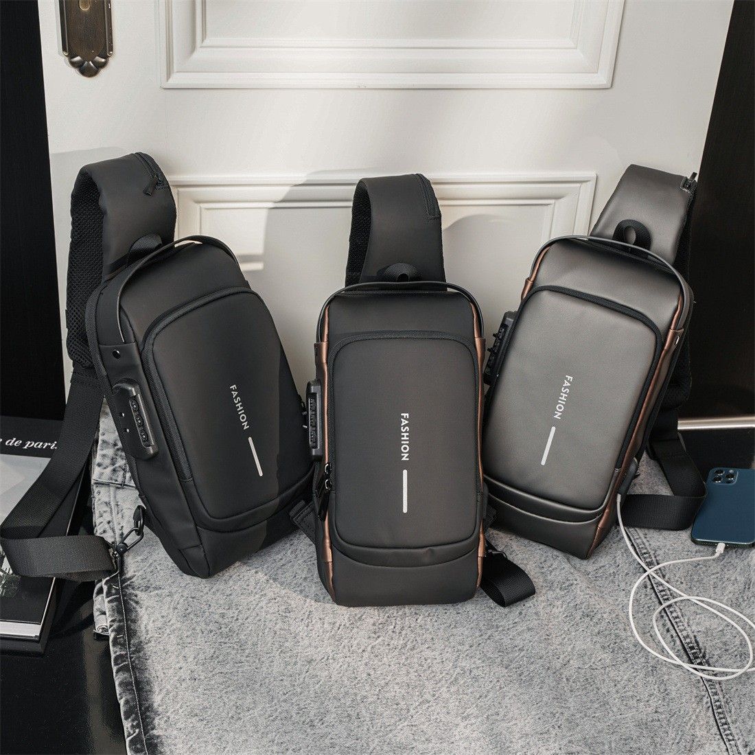 Anti-Theft Lock Crossbody Bag for Men & Women – Secure Travel Sling Bag with USB Charging Port