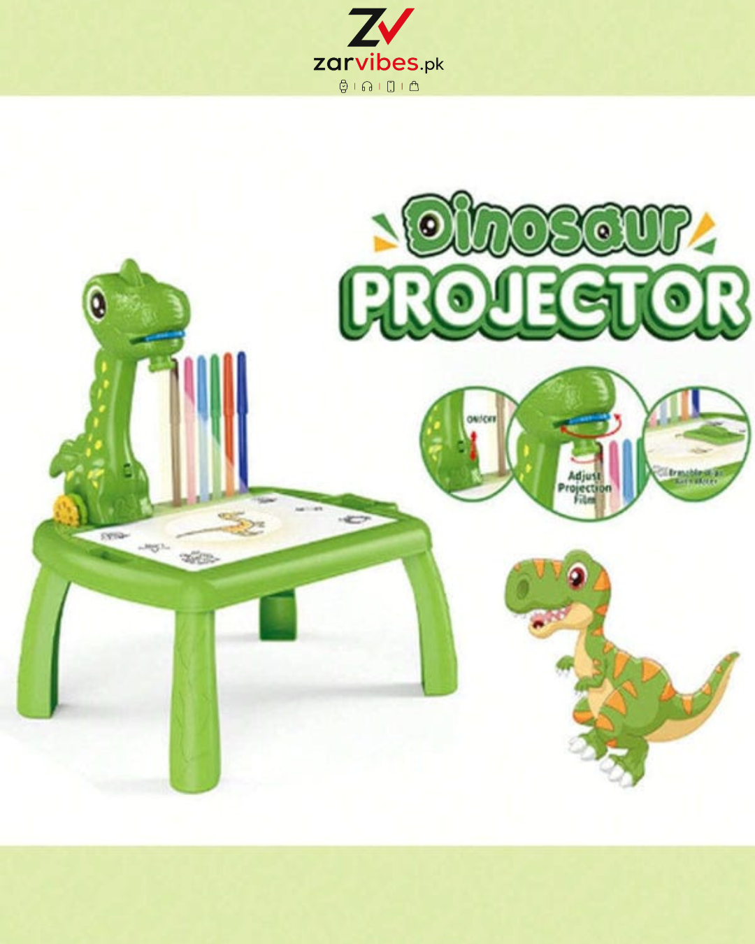 Kids Drawing Projector Table – Dinosaur LED Trace & Draw Board with Erasable Surface & Adjustable Light