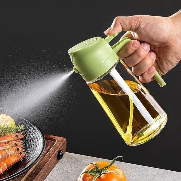2-in-1 Glass Oil Dispenser Bottle – Dual Use Oil Pourer & Spray Bottle for Kitchen
